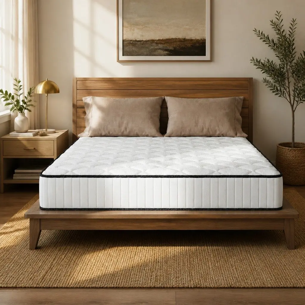 Double Mattress for Bedroom 137cm x 187cm Medium Firm Bonnell Spring 5-Zone Pressure Relief Foam Quilted