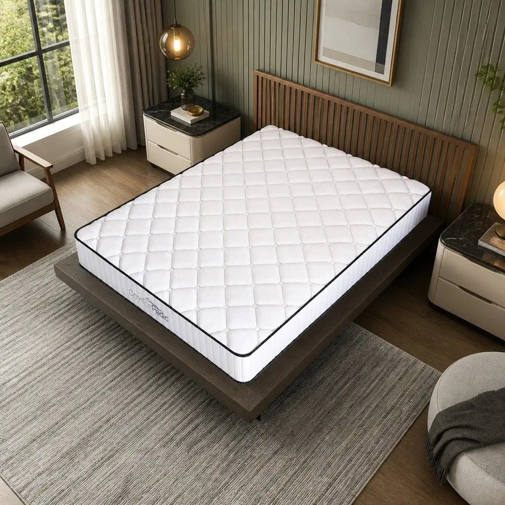 Double Mattress for Bedroom 137cm x 187cm Medium Firm Bonnell Spring 5-Zone Pressure Relief Foam Quilted
