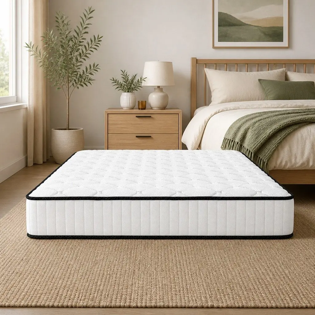 Double Mattress for Bedroom 137cm x 187cm Medium Firm Bonnell Spring 5-Zone Pressure Relief Foam Quilted