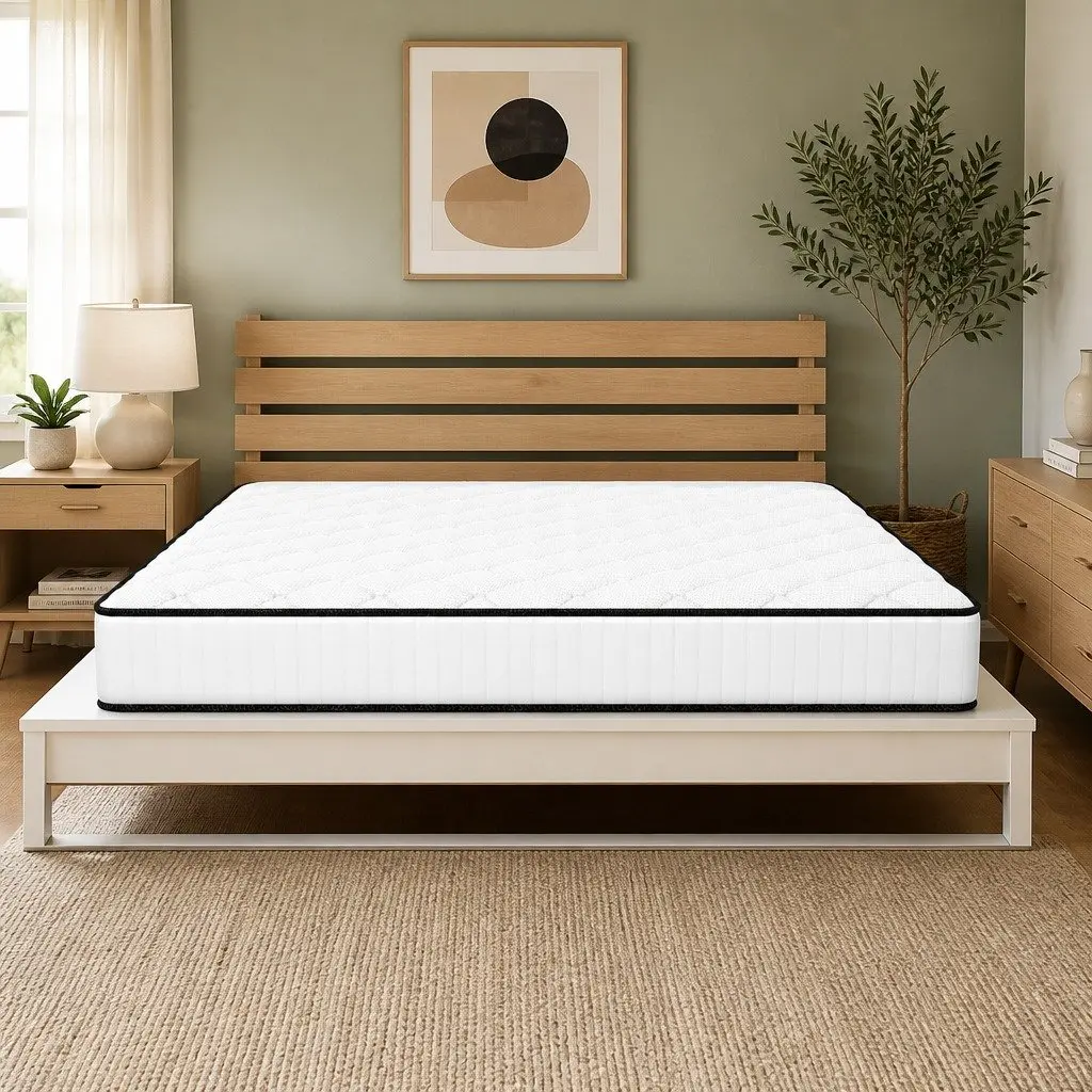 Double Mattress for Bedroom 137cm x 187cm Medium Firm Bonnell Spring 5-Zone Pressure Relief Foam Quilted