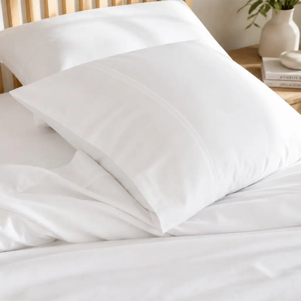 Queen Bamboo Cotton Sheet Set 1000TC Flat Fitted Pillowcases Bedding White