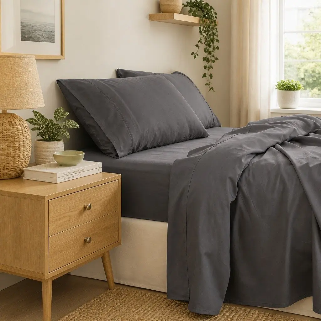 Bamboo Cotton Sheet Set Queen Bedroom 1000TC Flat Fitted Pillowcases