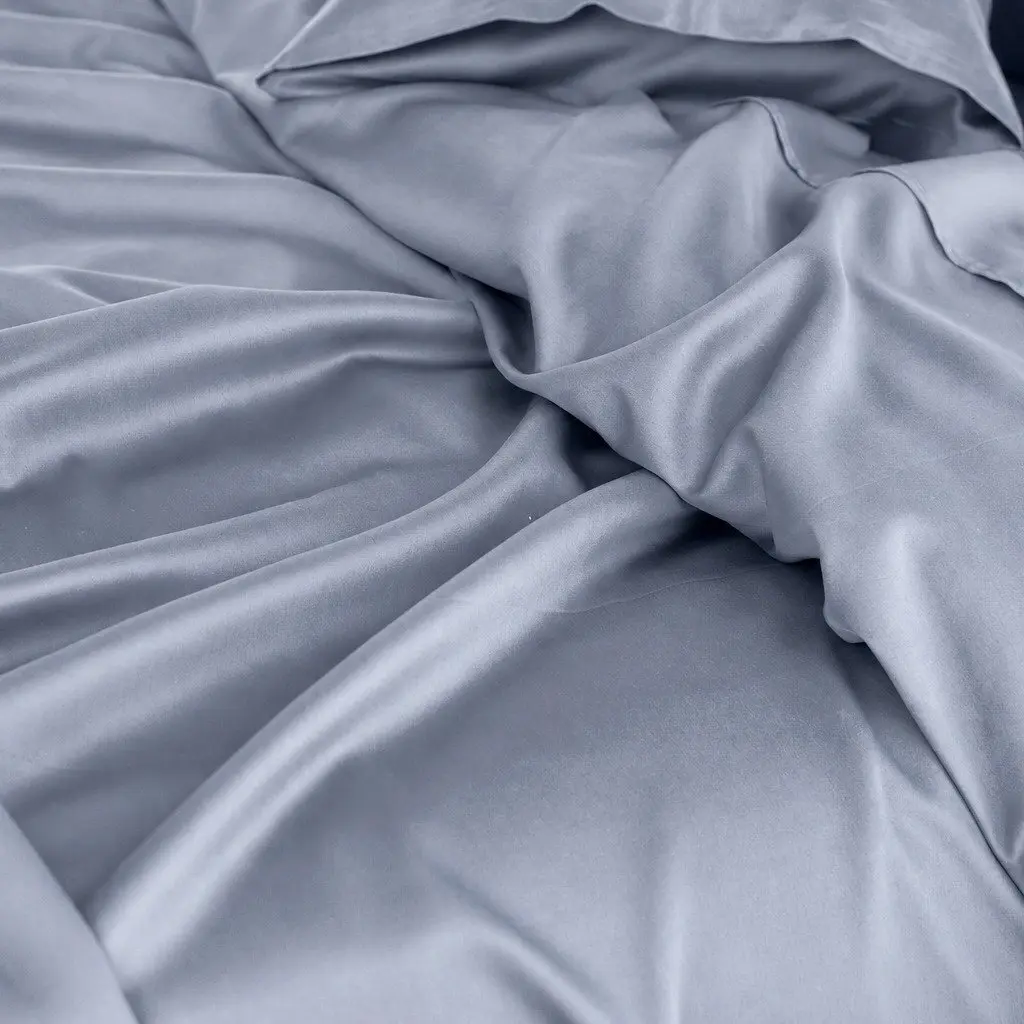 Bamboo Cotton Sheet Set King Size Blue Fog