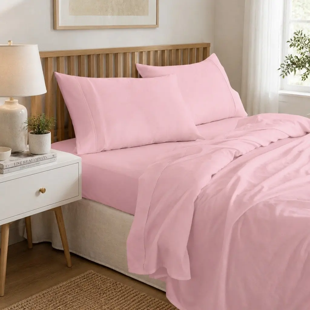 King Bed Sheet Set 1000TC Bamboo Cotton Blend Flat Fitted Pillowcases Bedroom