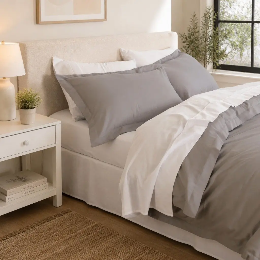 King Quilt Cover Set for Bedroom 1000TC Bamboo Cotton Grey
