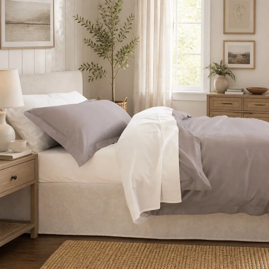 King Quilt Cover Set for Bedroom 1000TC Bamboo Cotton Grey