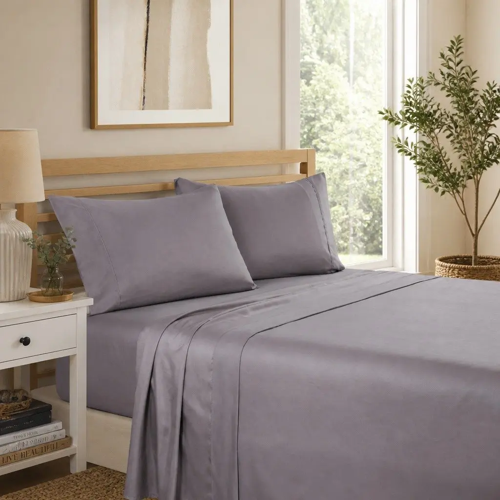 4 Piece Sheet Set Double Bed 1200TC Ultrasoft Satin Weave Flat Fitted