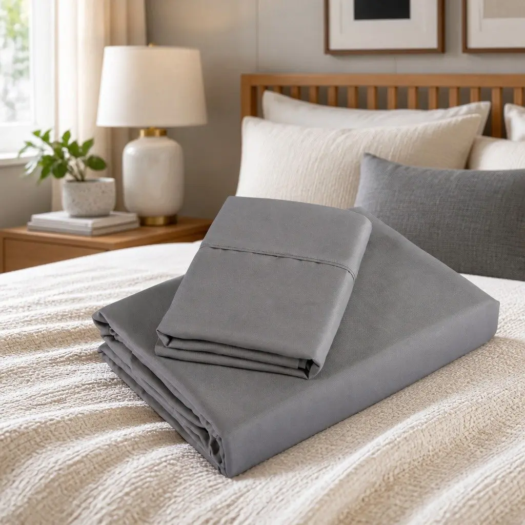 4 Piece Sheet Set Double Bed 1200TC Ultrasoft Satin Weave Flat Fitted