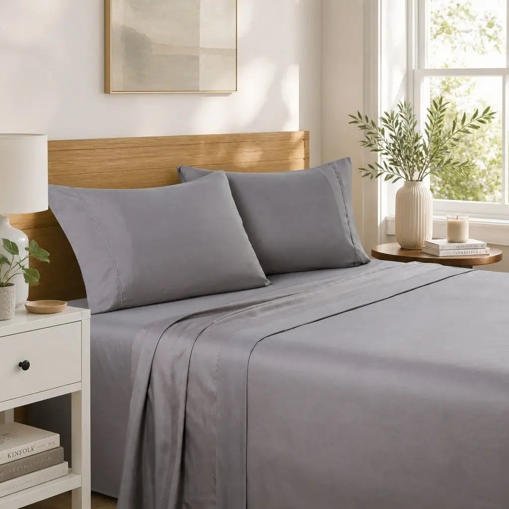 King Size Sheet Set for Bedding 1200TC Satin Weave 4 Piece