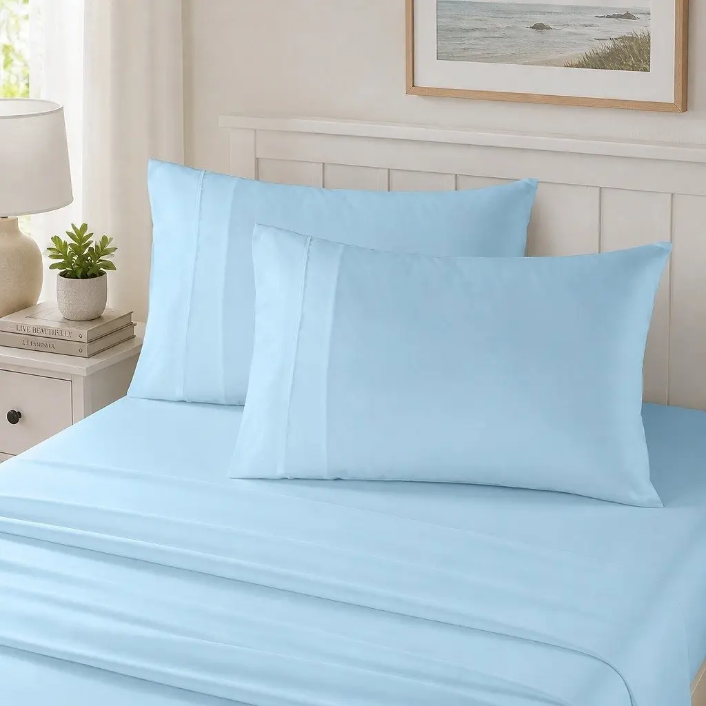 King Sheet Set 1200TC Satin Weave 4 Piece Bedding Pillowcases Flat Fitted