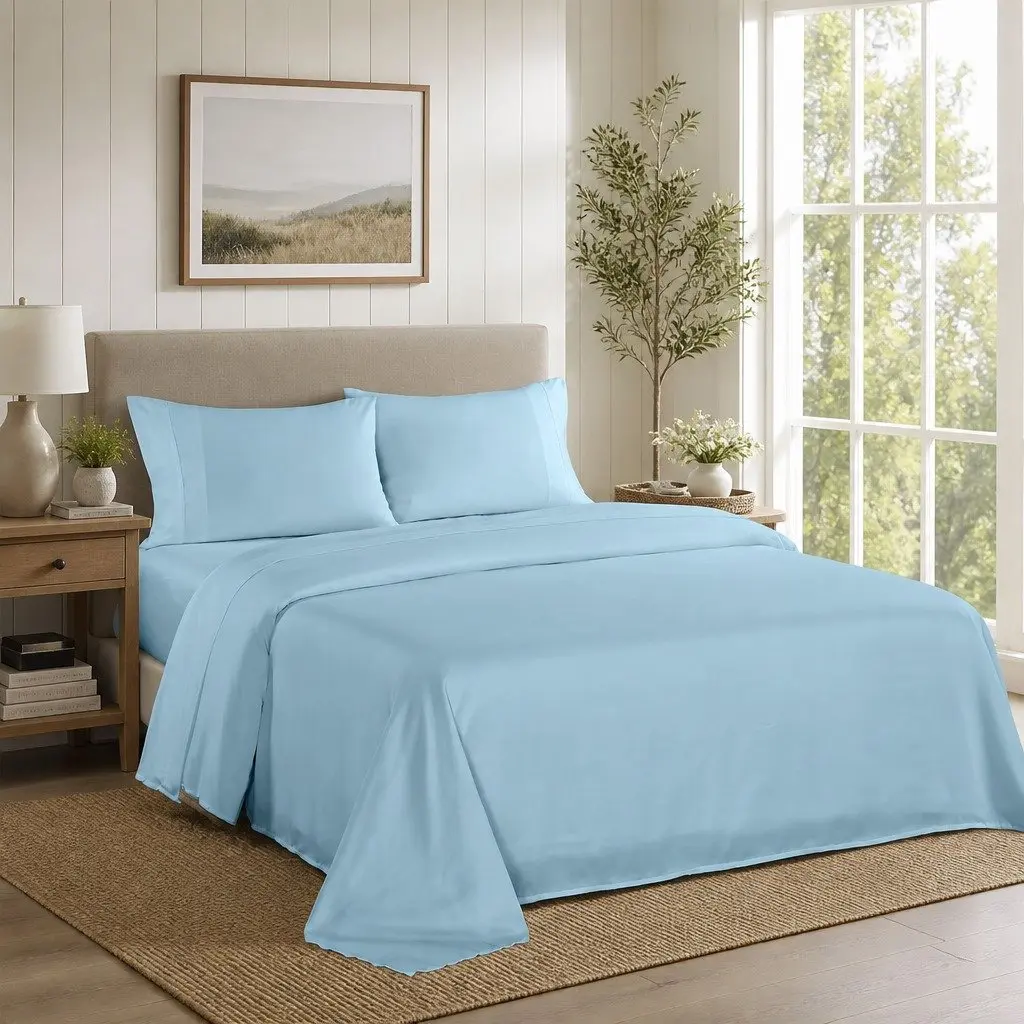 King Sheet Set 1200TC Satin Weave 4 Piece Bedding Pillowcases Flat Fitted