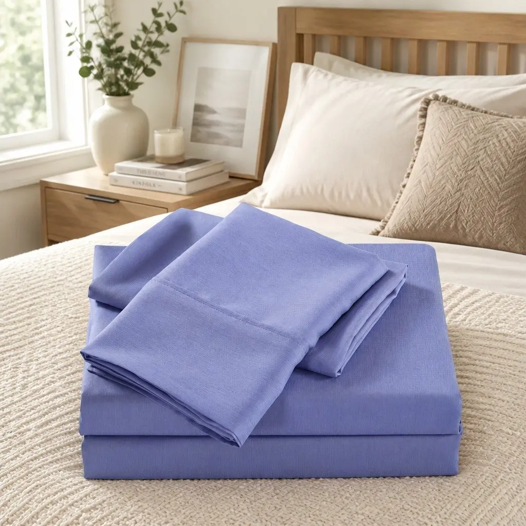 Bamboo Cooling Sheet Set Queen Mid Blue 2000TC Moisture Wicking