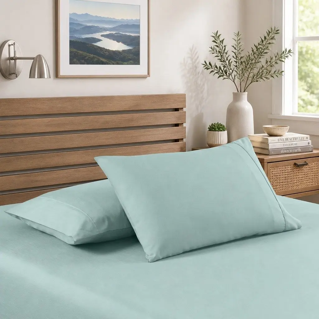Bamboo Cooling Sheet Set 2000TC Single Bed Bedding Frost Colour Moisture Wicking