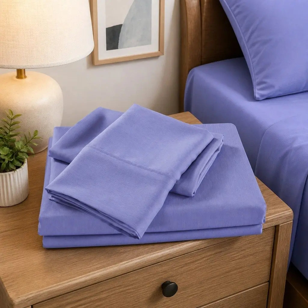 Bamboo Cooling Sheet Set 2000TC Single Bed Fitted Flat Sheets Pillowcases Mid