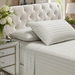 Sheet Set Queen Damask Stripe 1200 Thread Count Sateen Bed Sheets Pillowcases