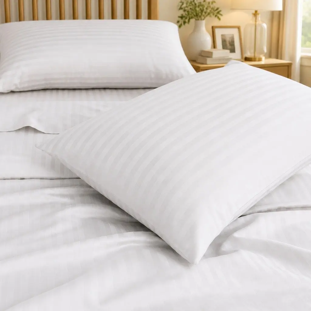 Sheet Set King Damask Stripe 1200 Thread Count Cotton Blend Sateen Bedding