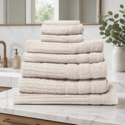 Egyptian Cotton Towel Set, 8-Piece, 600GSM, Beige