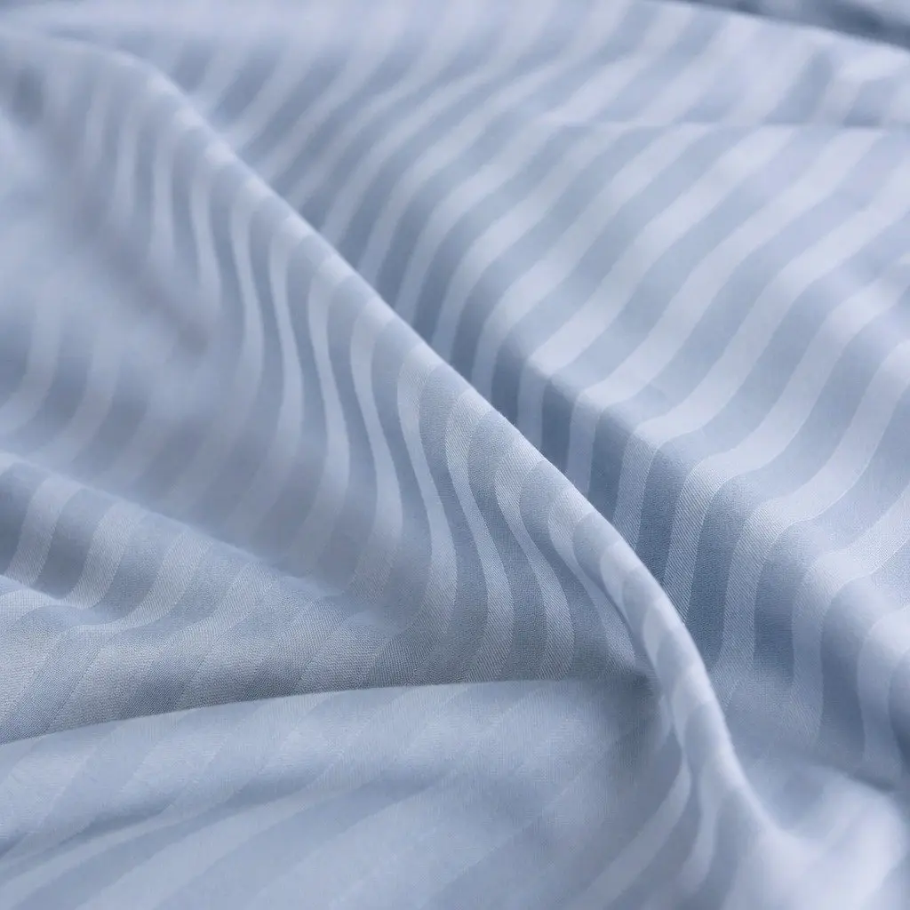 1200 Thread Count Sheet Set King Blue Fog Damask Stripe Cotton Blend