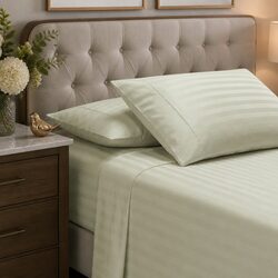 King Size Damask Stripe Sheet Set with 1200 Thread Count