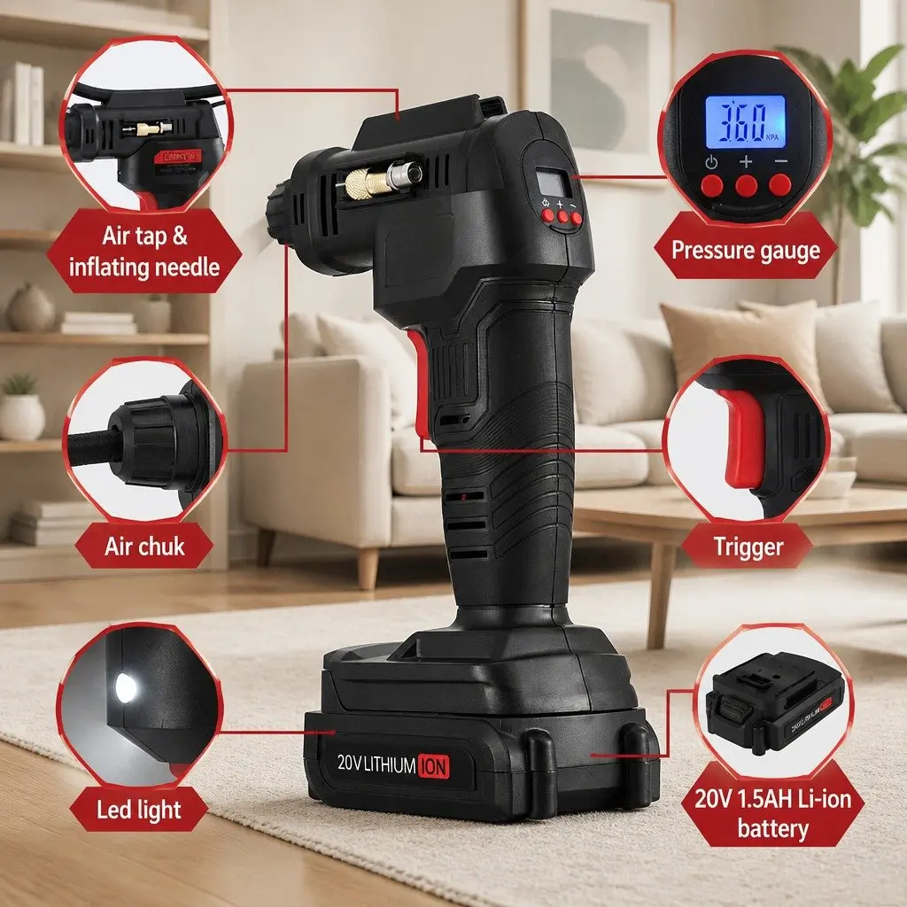 20V Cordless Air Compressor with 120PSI Capacity