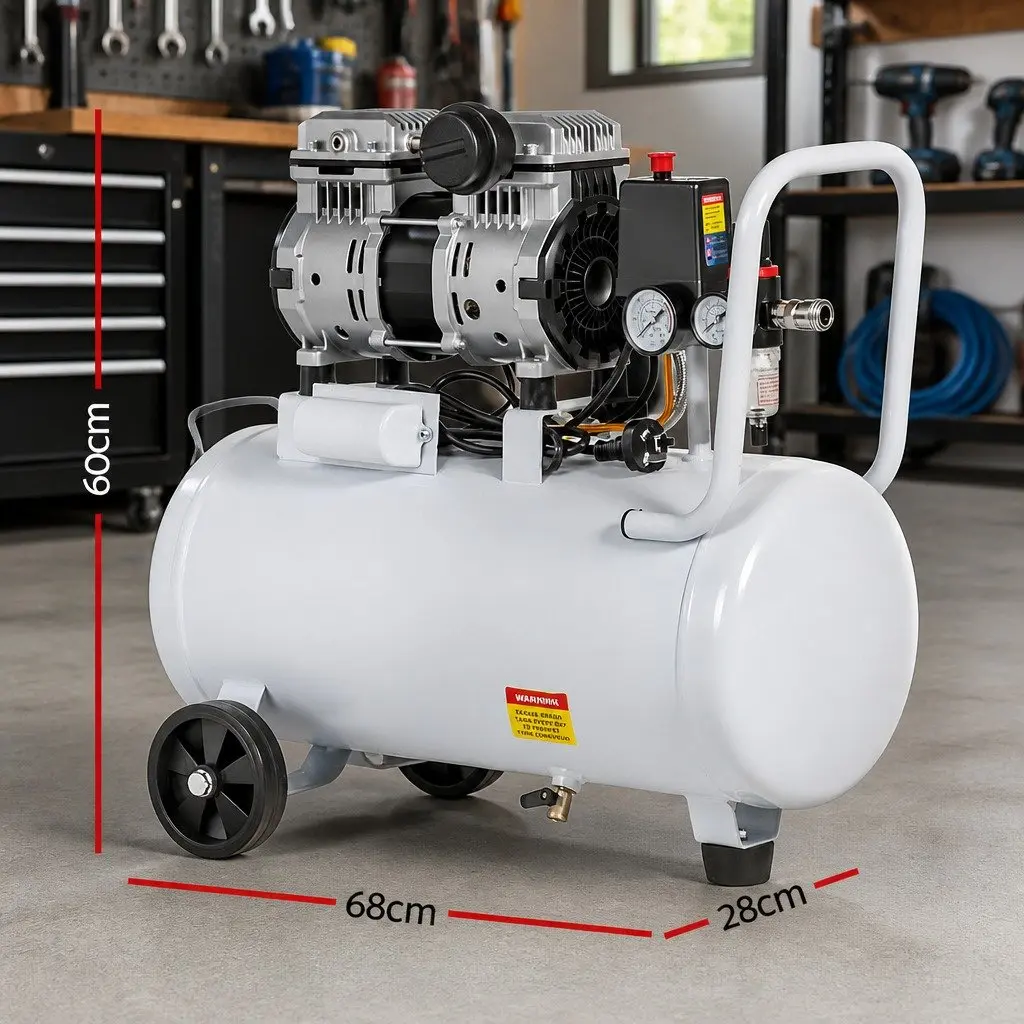 30L Air Compressor Quiet Oil-Free Portable Tyre Inflator 40L/Min 0.75HP