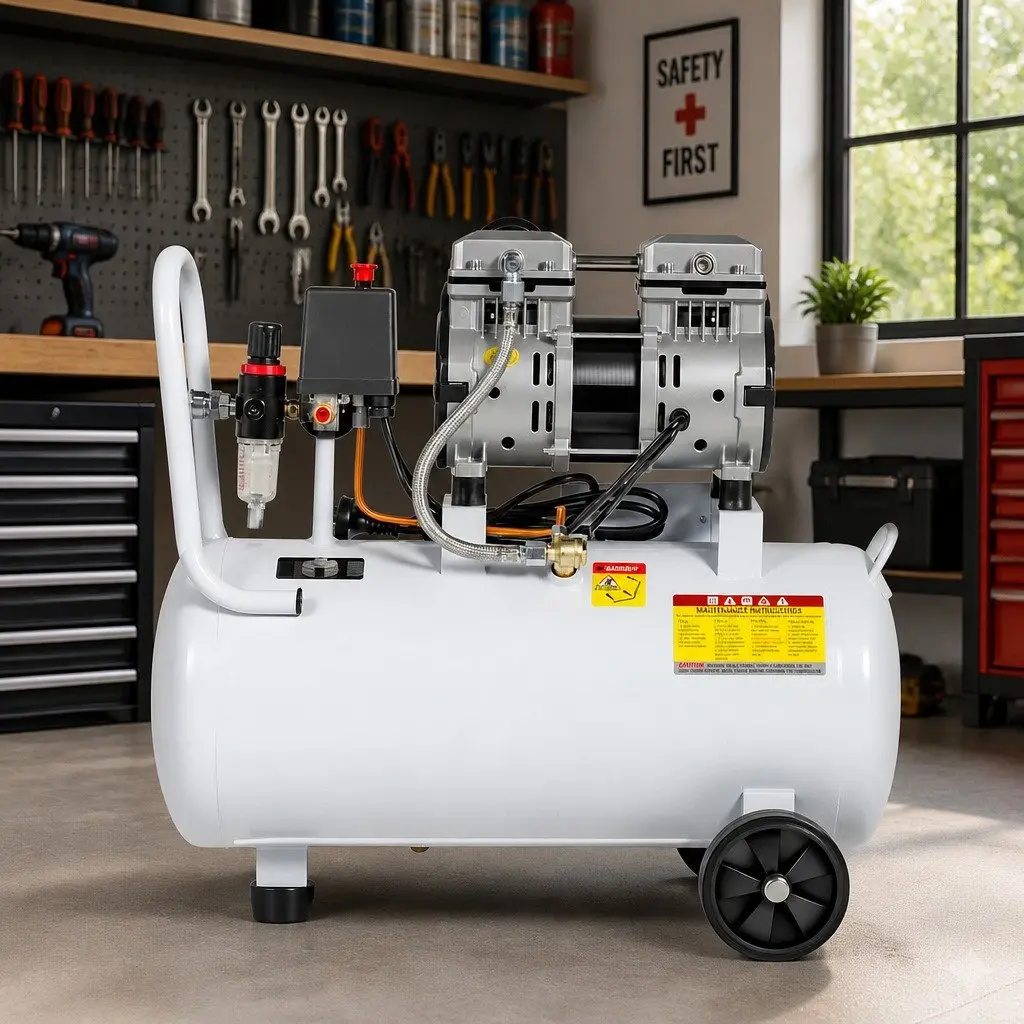 30L Air Compressor Quiet Oil-Free Portable Tyre Inflator 40L/Min 0.75HP