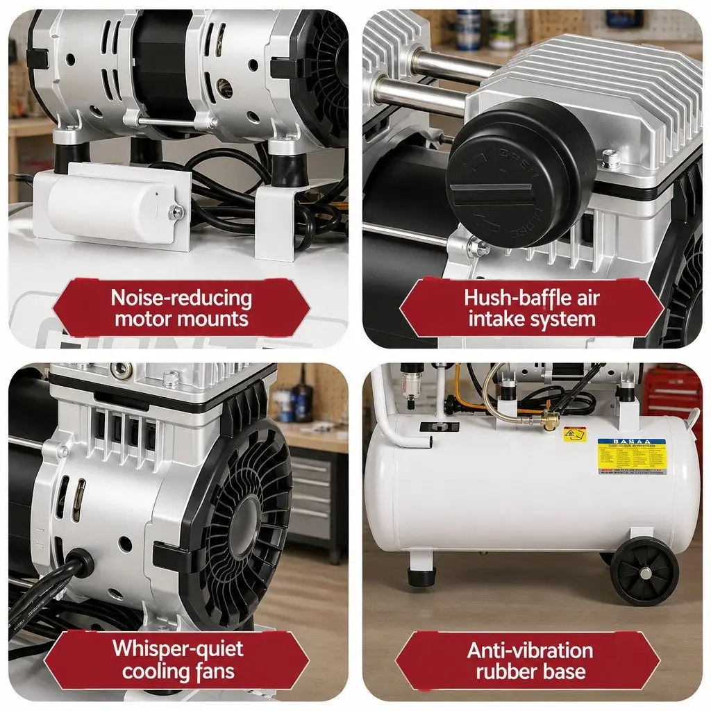 30L Air Compressor Quiet Oil-Free Portable Tyre Inflator 40L/Min 0.75HP