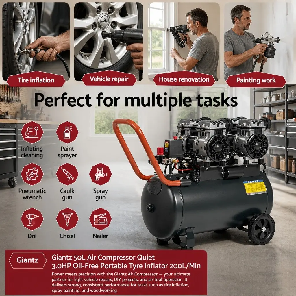 50L Air Compressor 3.0HP Oil-Free Unit