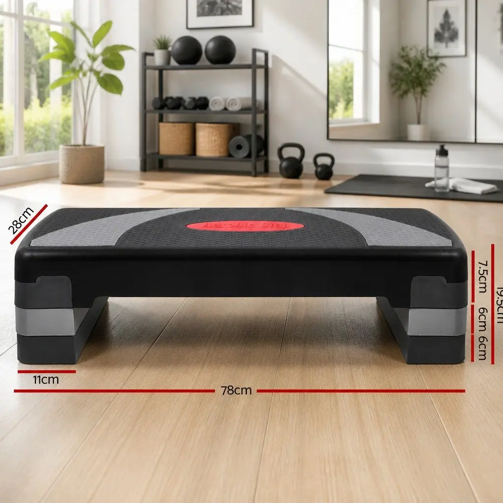 Aerobic Step Exercise Stepper 3 Level Adjustable Home Gym Training Fitness Bench