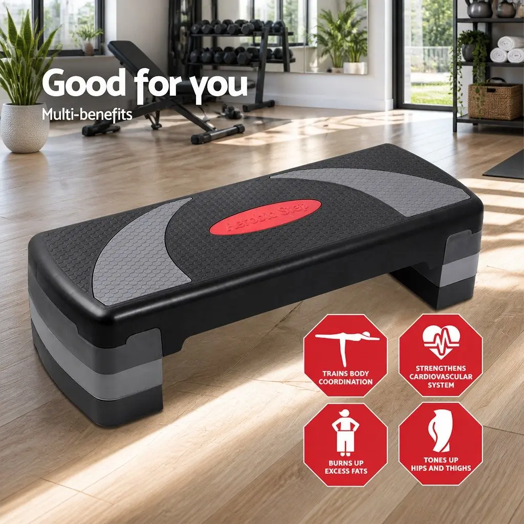 Aerobic Step Exercise Stepper 3 Level Adjustable Home Gym Training Fitness Bench