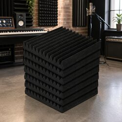 Acoustic Foam Panels - 20pcs, 30x30x5cm, Black Wedge Design