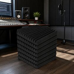 Acoustic Foam Wedge Tiles - 60 Black Tiles 30x30x5cm Specs