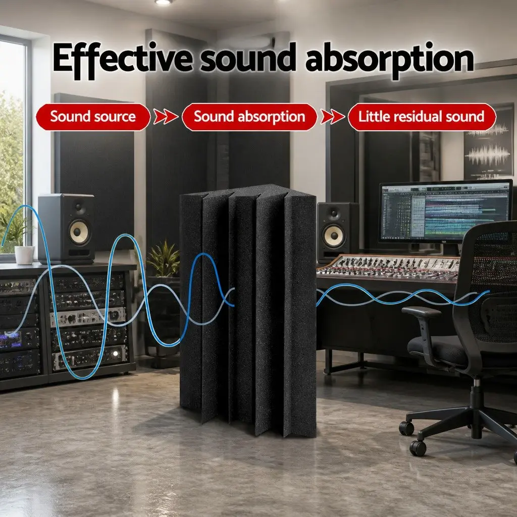 Acoustic Foam Corner Bass Trap 60 Pack Sound Absorption Soundproofing Tiles