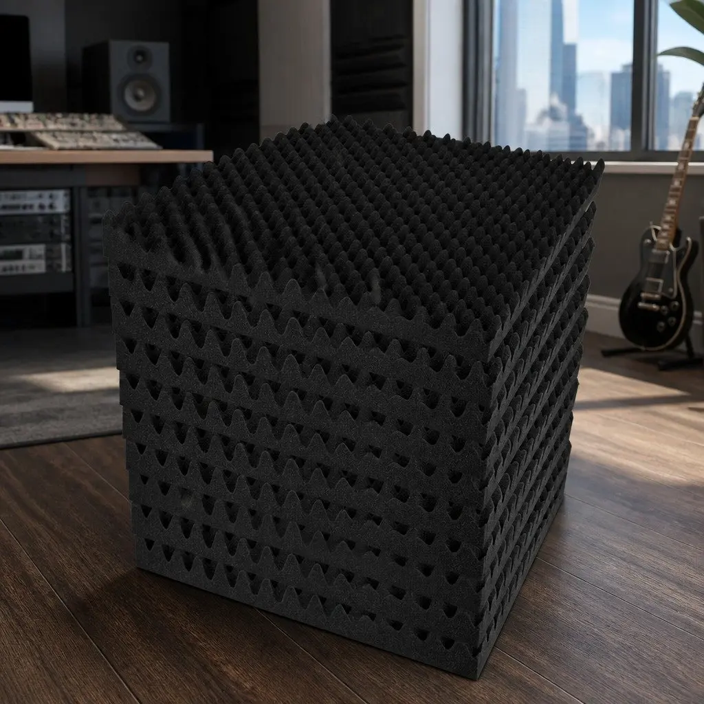 Eggshell Acoustic Foam Panels 40pcs 50x50x5cm Black
