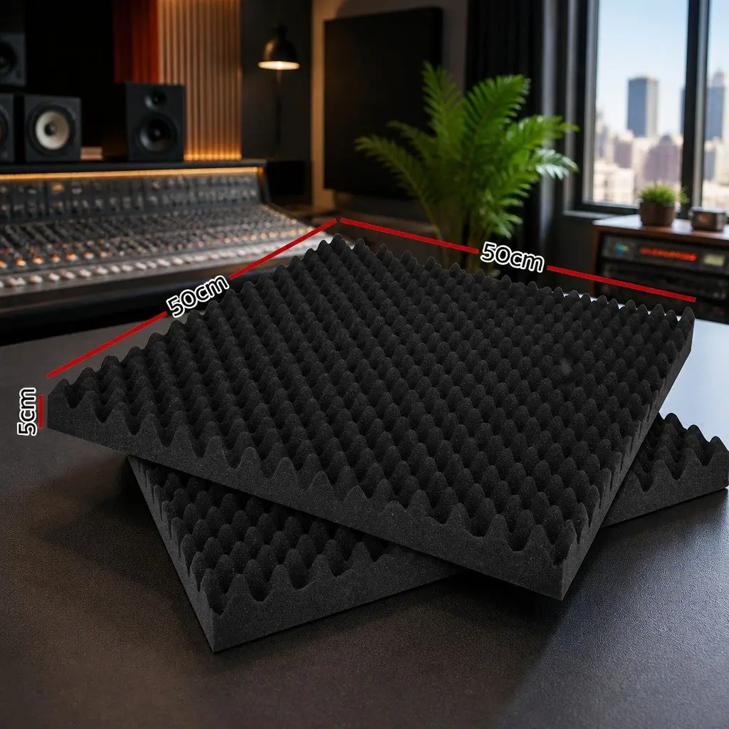 Eggshell Acoustic Foam Panels 40pcs 50x50x5cm Black