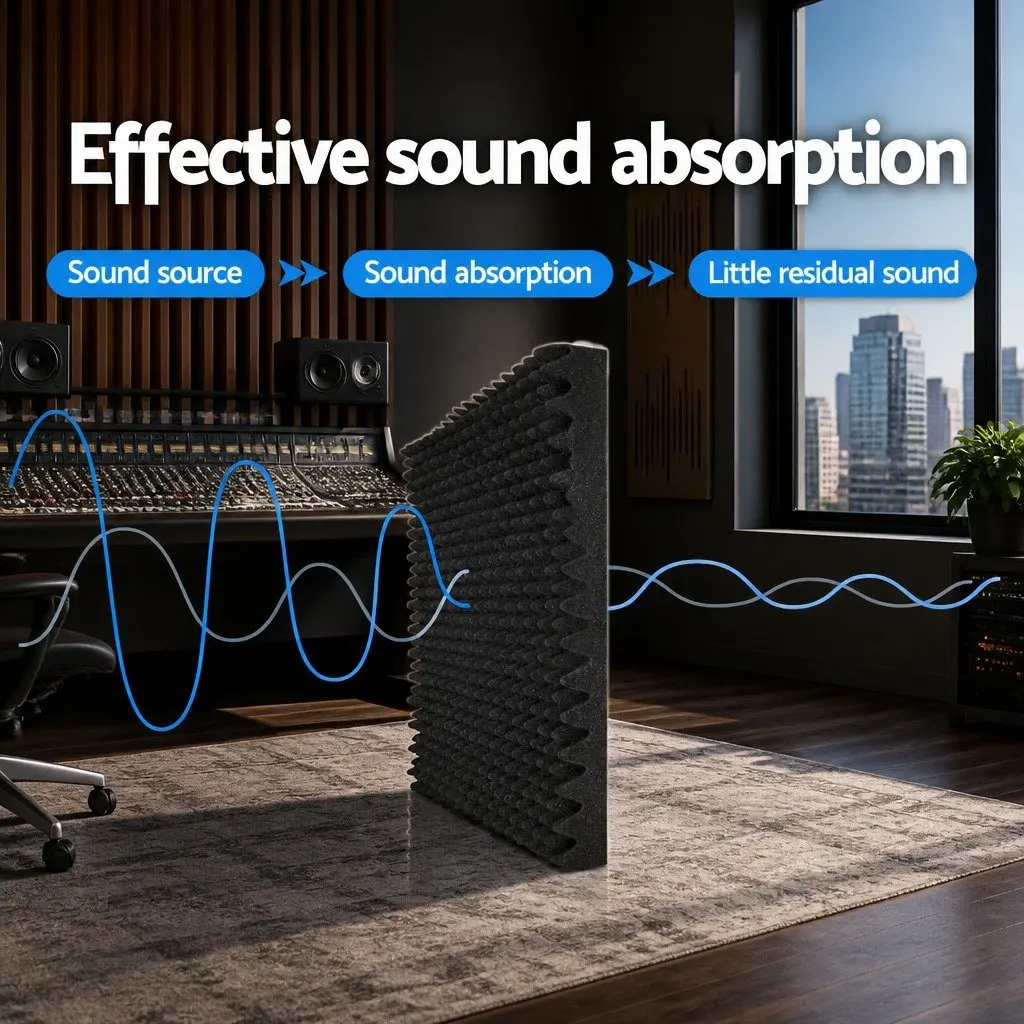 Eggshell Acoustic Foam Panels 40pcs 50x50x5cm Black
