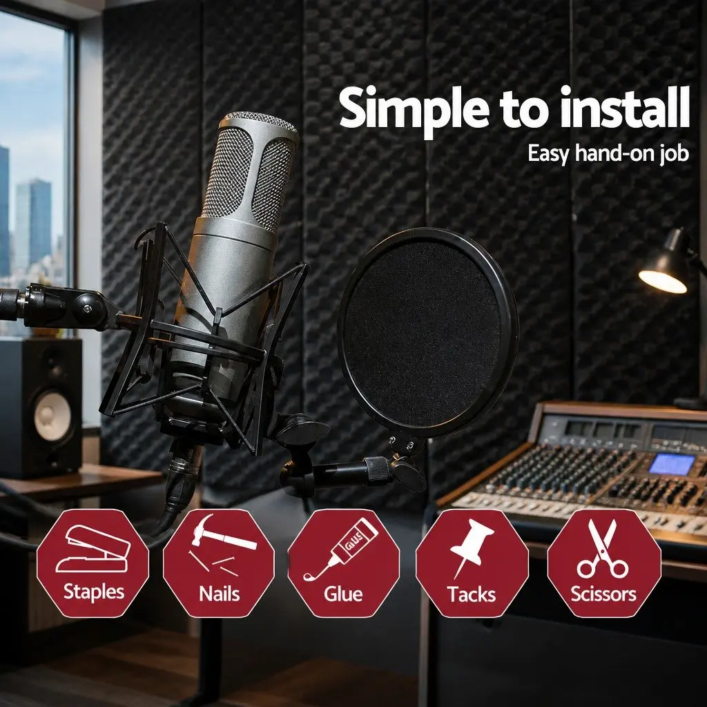 Eggshell Acoustic Foam Panels 40pcs 50x50x5cm Black