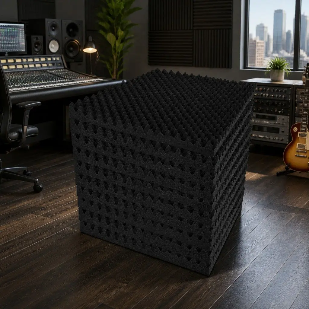 Eggshell Acoustic Foam Panels 40pcs 50x50x5cm Black