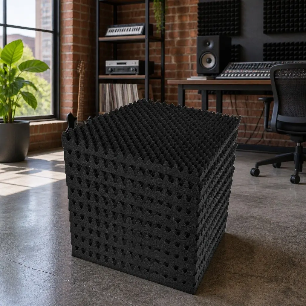 Acoustic Foam Panels 60pcs 50x50x5cm Black