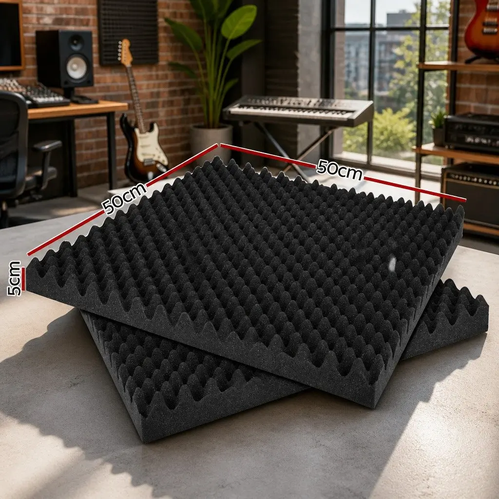 Acoustic Foam Panels for Sound Absorption 50x50x5cm Black 60 Piece