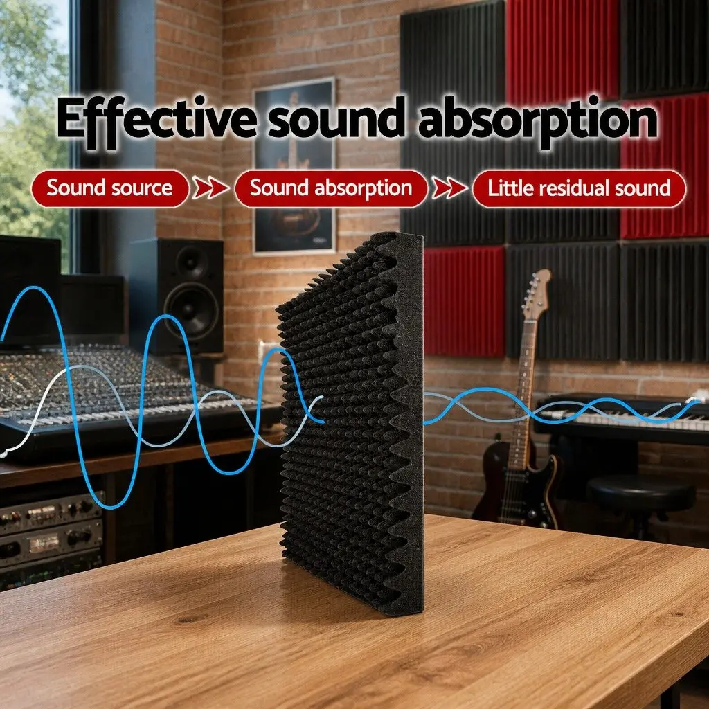 Acoustic Foam Panels for Sound Absorption 50x50x5cm Black 60 Piece