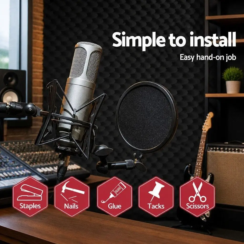 Acoustic Foam Panels for Sound Absorption 50x50x5cm Black 60 Piece