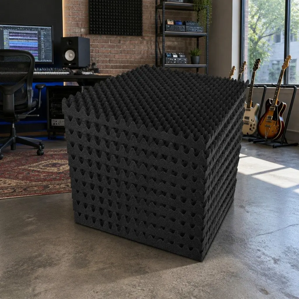 Acoustic Foam Panels for Sound Absorption 50x50x5cm Black 60 Piece
