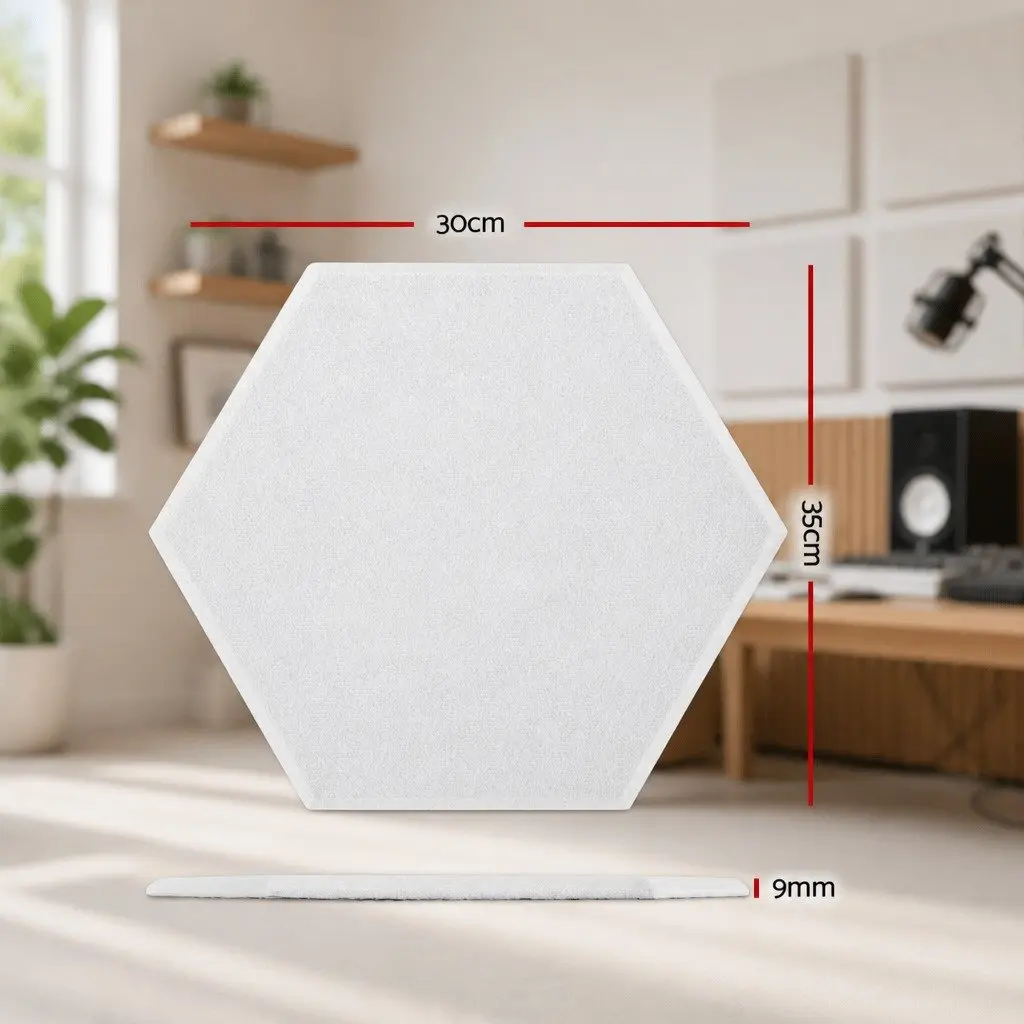 Acoustic Foam Soundproof Panels Wall Absorption Hexagonal Tiles 12 Piece