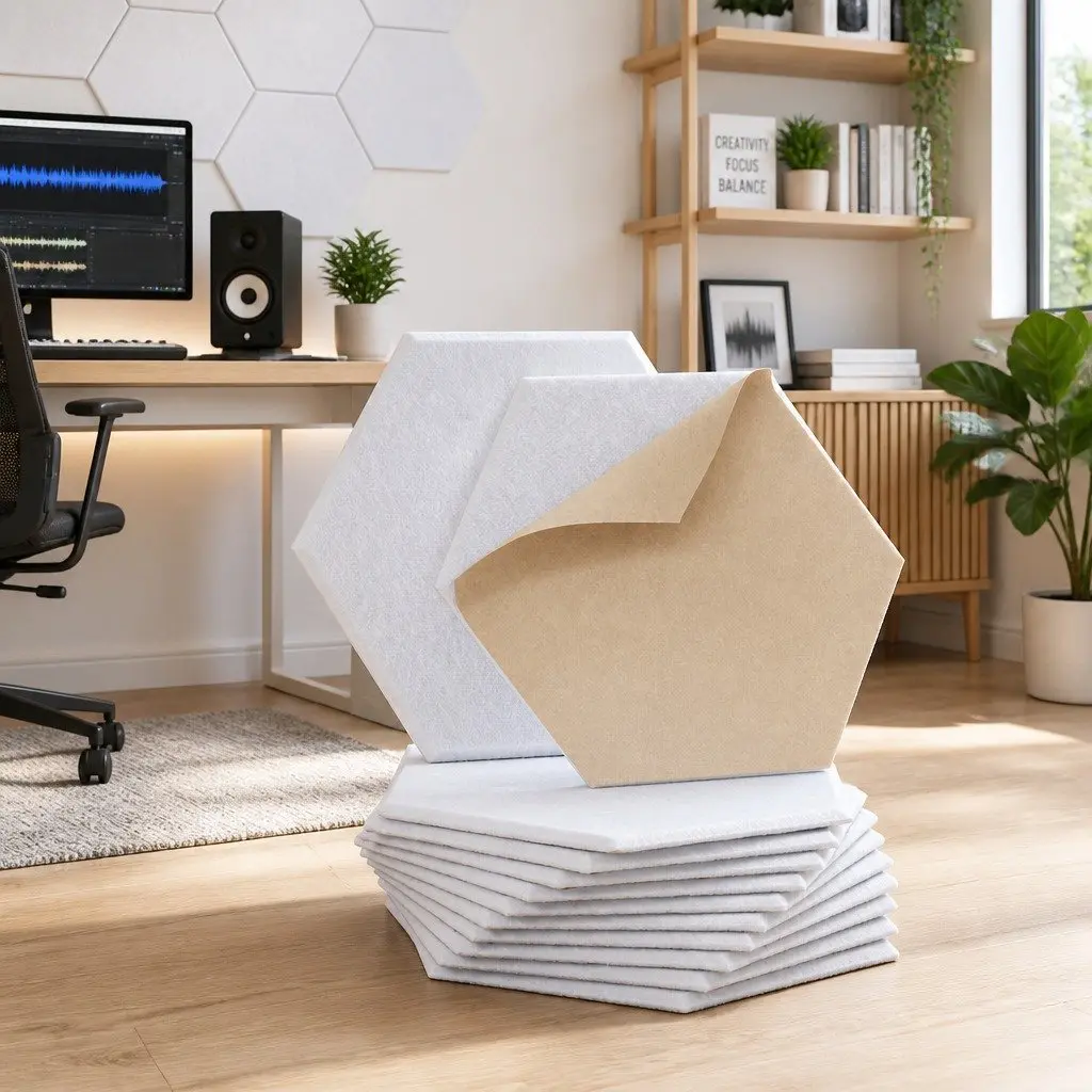 Acoustic Foam Soundproof Panels Wall Absorption Hexagonal Tiles 12 Piece