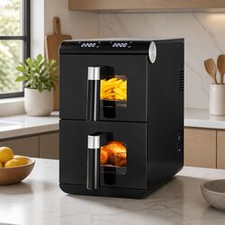 Air Fryer Oven 11L Dual Zone Cooking Black Kitchen Appliance Fryer Two Baskets