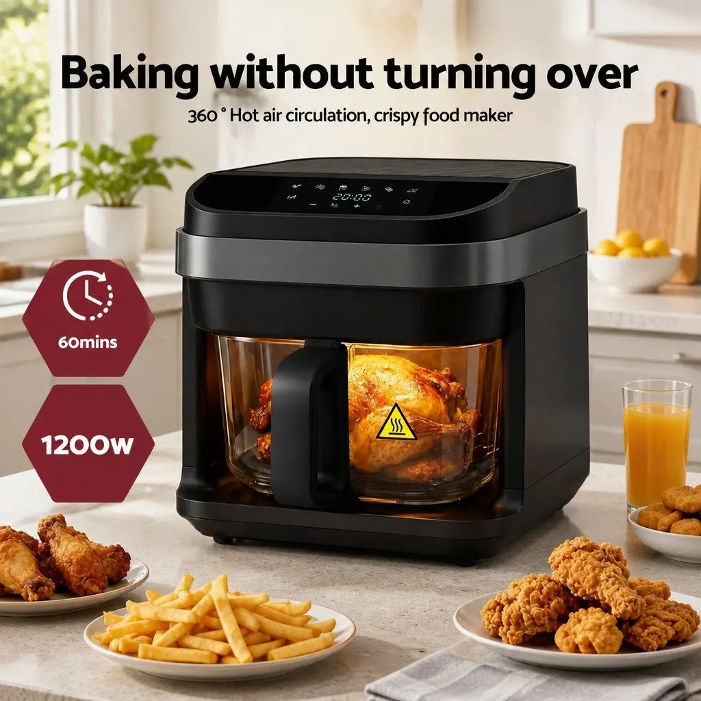Air Fryer 5.5L Touch Control Electric Cooker 1200W Hot Air Circulation Black