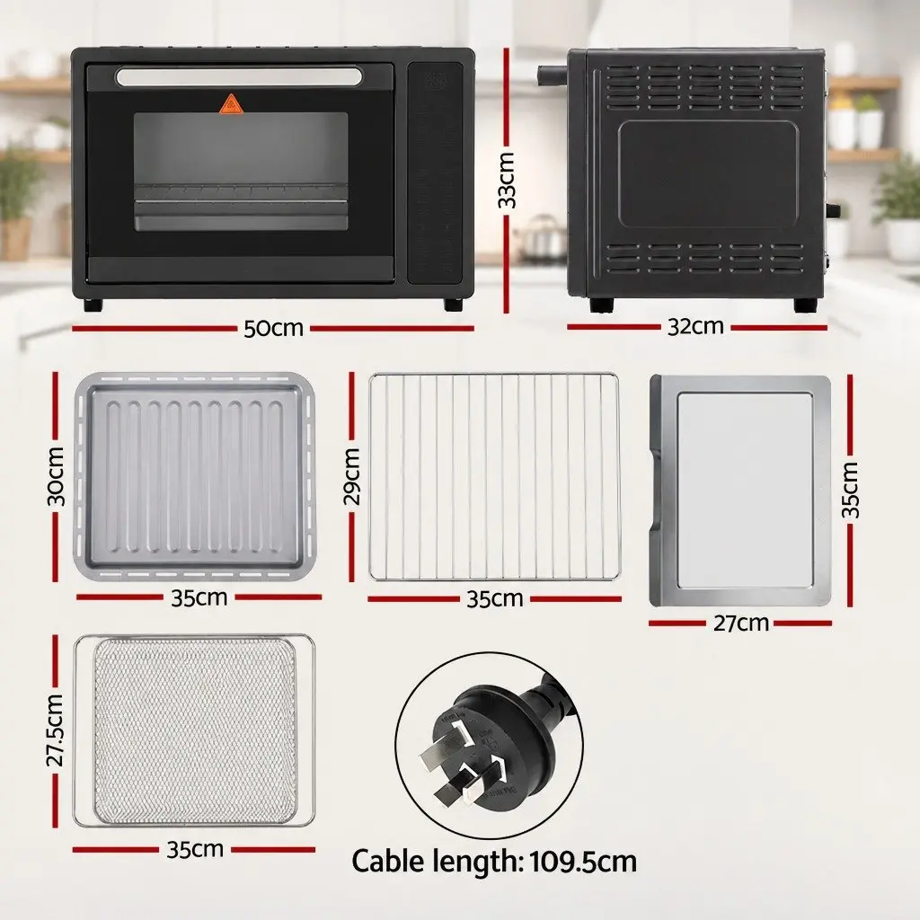 Air Fryer Oven Kitchen 32L Large Capacity Black 1700W