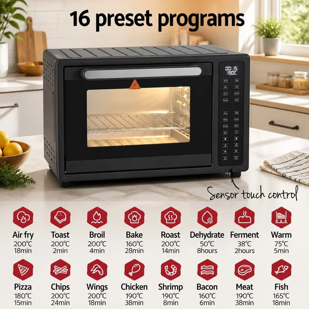 Air Fryer Oven Kitchen 32L Large Capacity Black 1700W