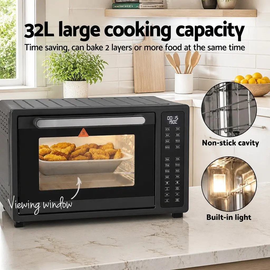 Air Fryer Oven Kitchen 32L Large Capacity Black 1700W